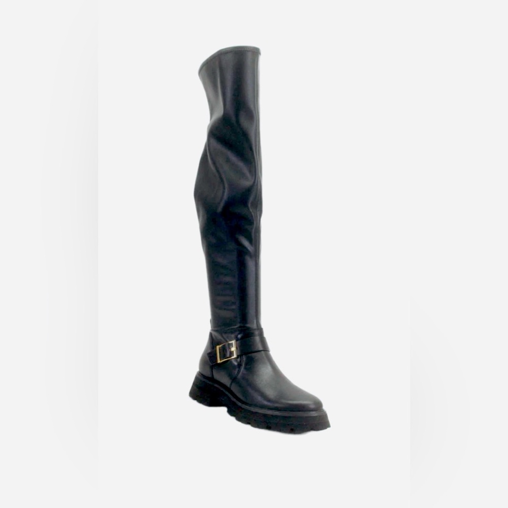 Michael Michael Kors Womens Black Leather Over Thee Knee Boots Size 10 M